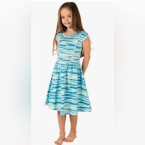 Mignone Girl's Aqua Tie Dye Dress with Faux Rhinestones, Size 10